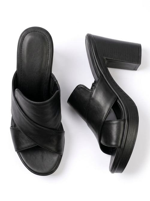 Amelia | Zuecos Plataforma Milano Negro Ébano