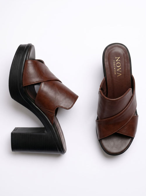 Amelia | Zuecos Plataforma Milano Marrón Chocolate